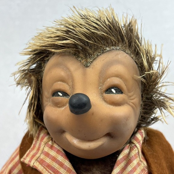 VTG Mecki Steiff Hedgehog Doll Large 10 Inch Germany 1950's Plush Stuffed RARE - Picture 7 of 12